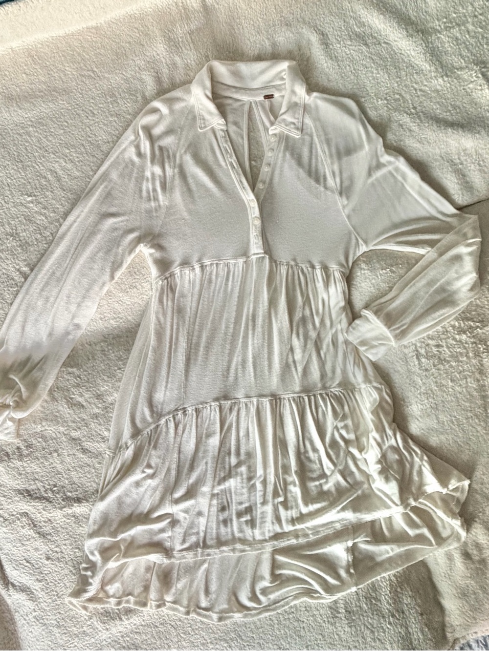 Free People Ivory Empire Waist Tiered Tunic Top XS